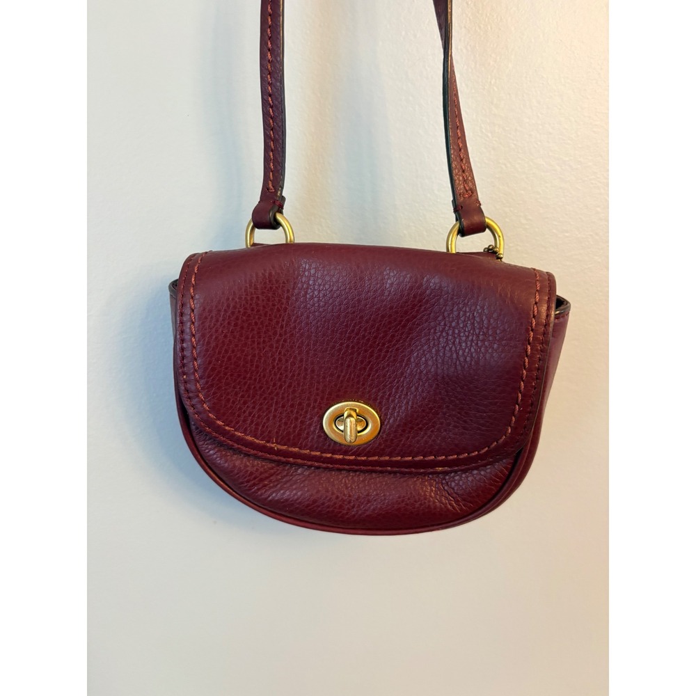 Coach Burgundy Pebbled Leather Mini Park Crossbody Bag Small Purse Maroon Kids - Picture 2 of 15